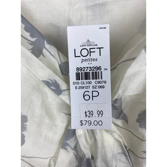 NWT Ann Taylor LOFT Petites 6P Cream Gray Floral Sleeveless Sundress $79 - Picture 5 of 11